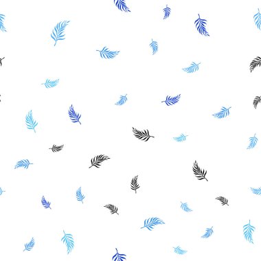 Hafif mavi vektör sorunsuz zarif arka plan yaprakları ile. Zarif bir parlak örnek yaprakları doğal tarzı ile. Tekstil, kumaş, duvar kağıtları için tasarım.