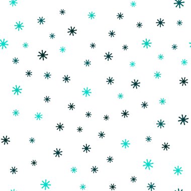 Işık yeşil vektör renkli kar taneleri ile sorunsuz doku. Renkli dekoratif tasarım kar ile xmas tarzında. Kartvizit, Web siteleri için şablon.
