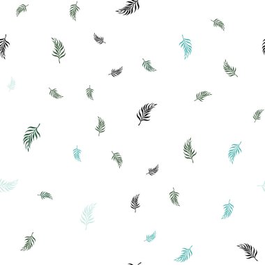Açık mavi, yeşil yaprakları ile vektör sorunsuz zarif desen. Yarım yamalak karalamalar ile arka plan bulanık yapraklarda. Kartvizit, Web siteleri için şablon.