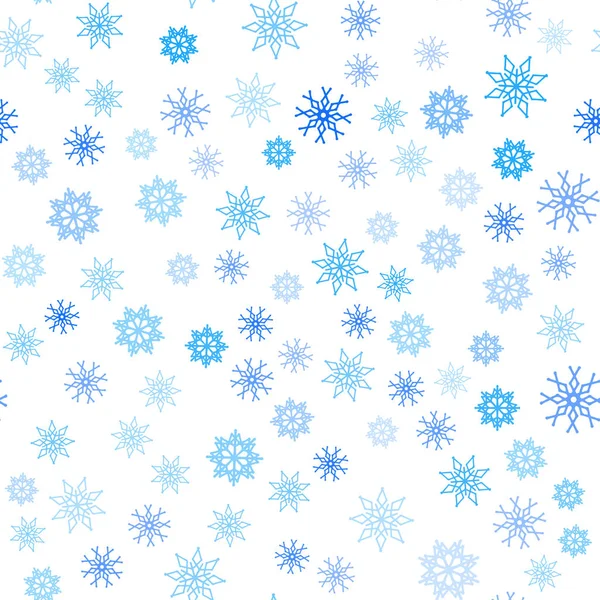 光の青いベクトル雪片氷でシームレスなテンプレートです 氷の結晶でキラキラ抽象的なイラスト ファブリック 壁紙のデザインのパターン — ストックベクタ