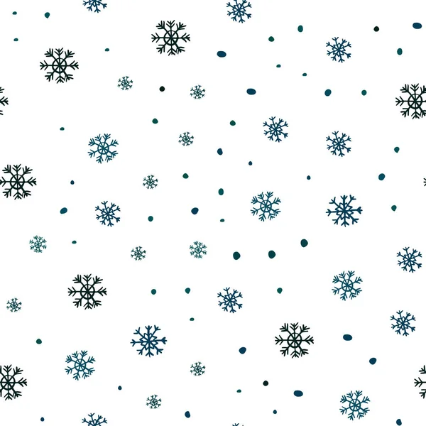 Donker Blauw Groen Vector Naadloze Lay Out Met Heldere Sneeuwvlokken — Stockvector