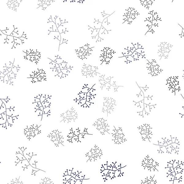 深粉红色 蓝色矢量无缝涂鸦模板与分支 有叶子和树枝的优雅明亮的插图 面料制造商的设计 — 图库矢量图片
