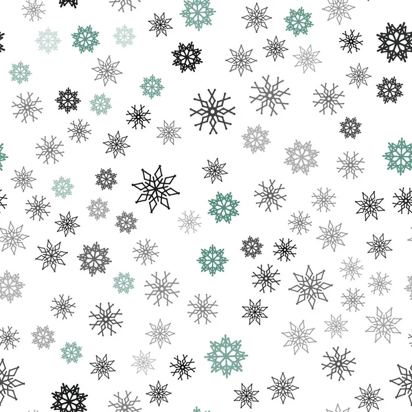 Plantilla Sin Costuras Vector Verde Oscuro Con Copos Nieve Hielo — Vector de stock