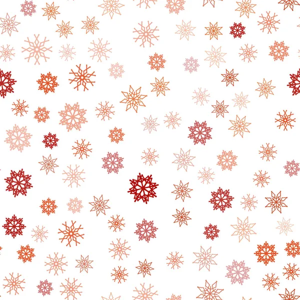 Светло Оранжевое Векторное Бесшовное Покрытие Красивыми Снежинками Сияющая Цветная Иллюстрация — стоковый вектор