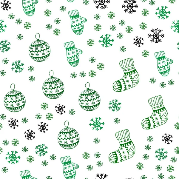 Azul Claro Vector Verde Diseño Sin Costuras Con Copos Nieve — Archivo Imágenes Vectoriales