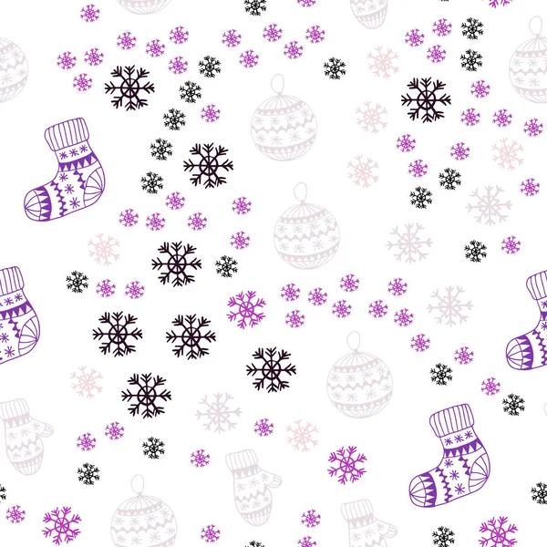 Dark Purple Textura Sin Costuras Vector Rosa Con Copos Nieve — Vector de stock