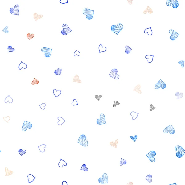 Bleu Clair Couverture Sans Couture Vectorielle Jaune Avec Des Cœurs — Image vectorielle