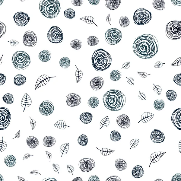 Koyu yeşil vektör sorunsuz doodle desenle yaprak ve çiçek. Yaprakları doodle tarzı ile renkli soyut resimde. Kartvizit, Web siteleri için şablon.