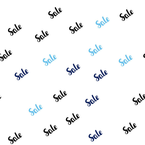 Dark BLUE vector seamless background with words of sales. Shining colorful illustration with isolated selling prices. Design for business ads, commercials.