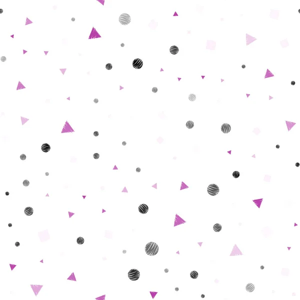 Sfondo Trasparente Vettoriale Rosa Chiaro Con Triangoli Cerchi Cubi Illustrazione — Vettoriale Stock