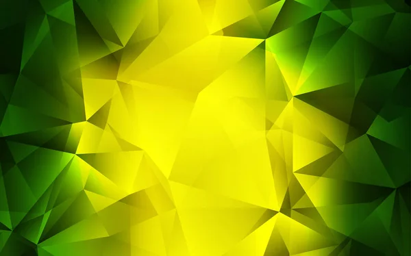 Светло Зеленый Желтый Векторный Узор Полигональном Стиле Треугольники Абстрактном Фоне — стоковый вектор
