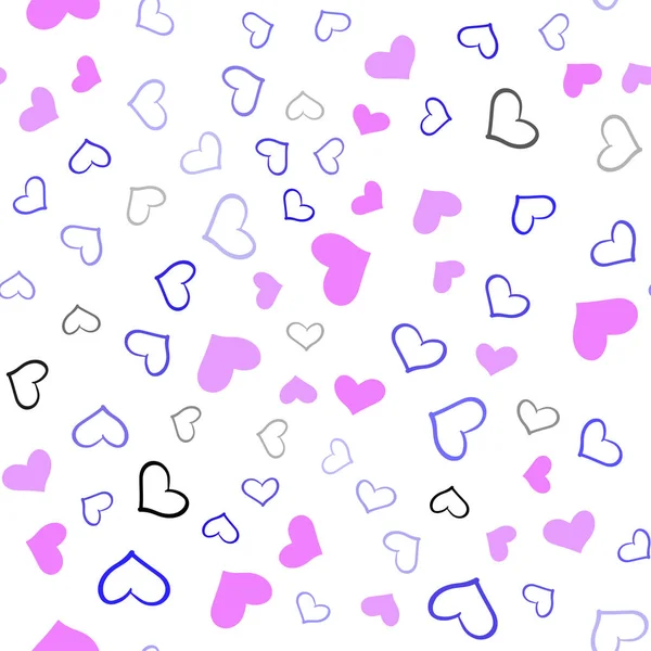 浅粉色 蓝色矢量无缝模板与涂鸦心 在情人节的爱的概念与心的插图 美丽的设计为您的商业广告周年 — 图库矢量图片