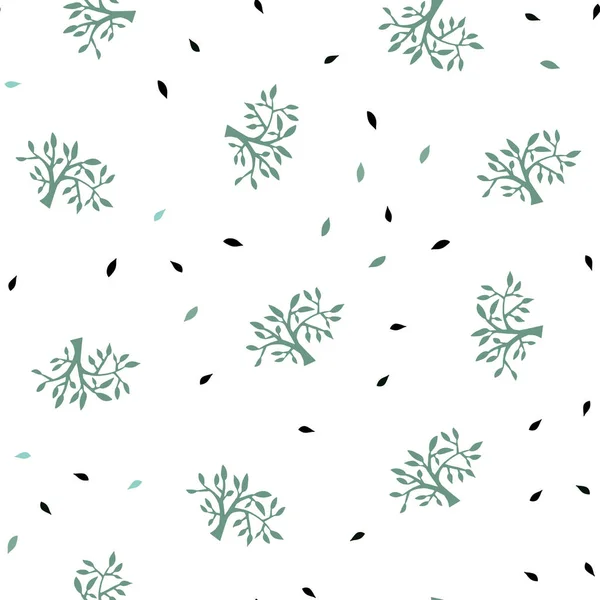 Světle Modrá Zelená Vzor Bezešvé Doodle Vektor Listů Větvemi Elegantní — Stockový vektor