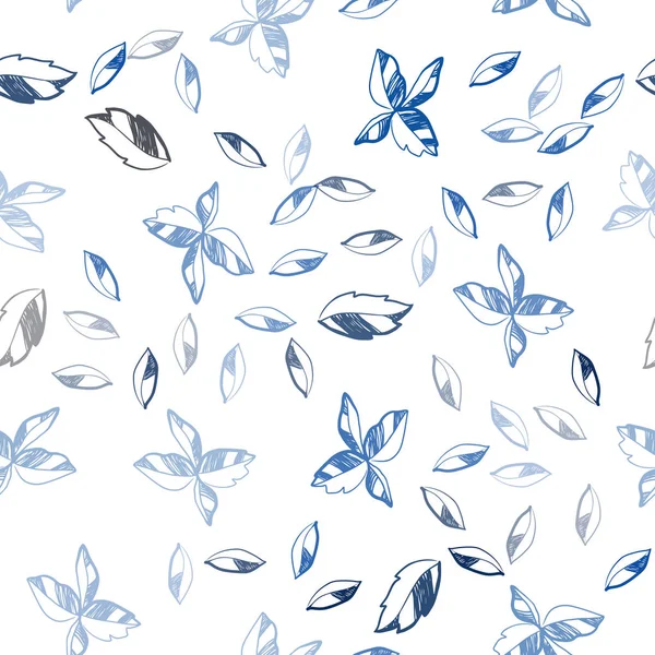 深蓝色矢量无缝涂鸦背景与树叶 抽象模板上有涂鸦的装饰插图 网站模板 — 图库矢量图片