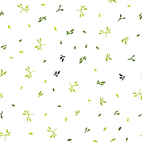 Modèle Doodle Sans Couture Vert Clair Vecteur Jaune Avec Feuilles — Image vectorielle