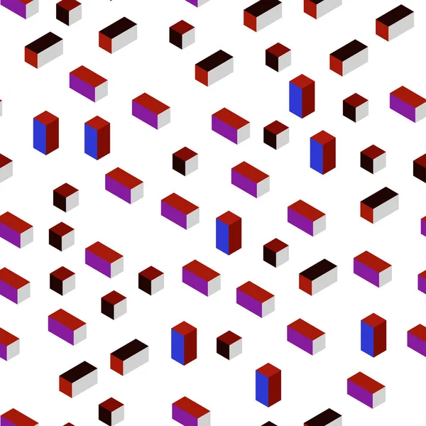 Bleu Clair Vecteur Rouge Sans Couture Fond Isométrique Avec Rectangles — Image vectorielle