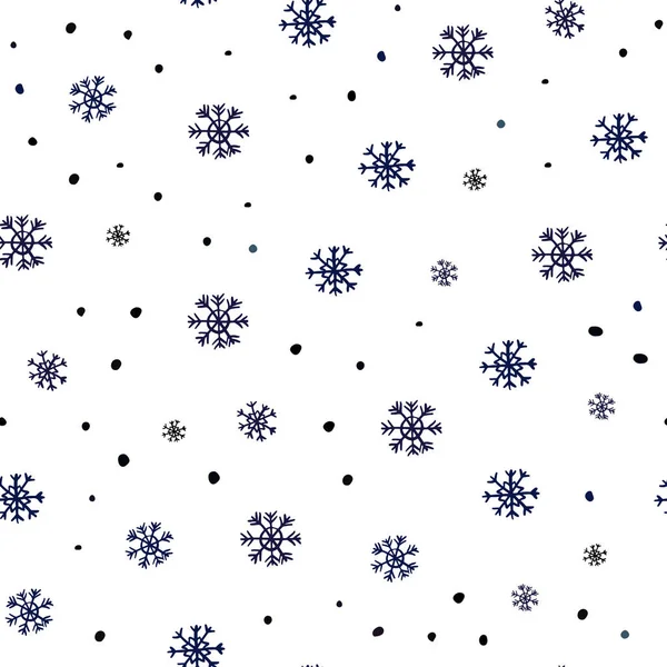 Dark Blue Vector Diseño Sin Costuras Con Copos Nieve Brillantes — Vector de stock