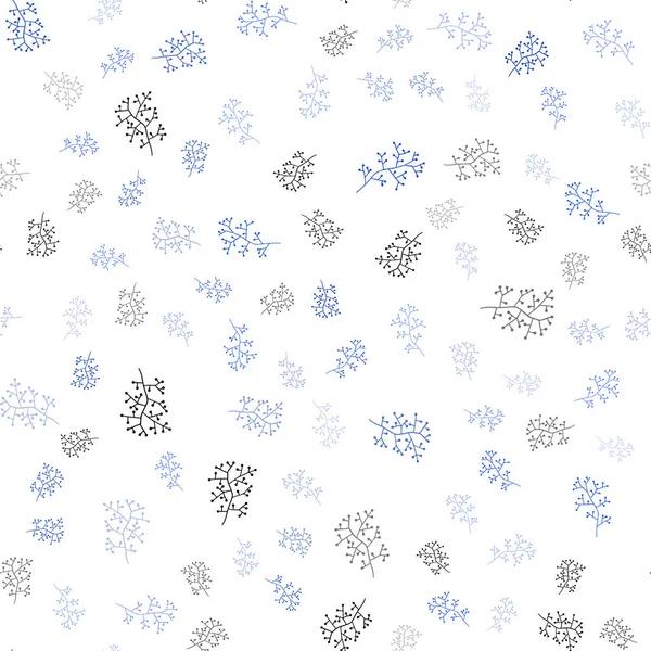 Dark Blue Vector Seamless Doodle Pattern Leaves Branches Brand New — Stock Vector