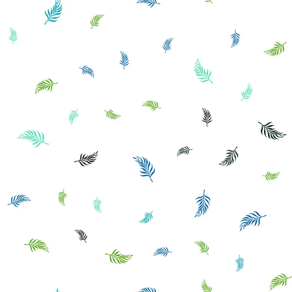 Bleu Clair Vecteur Vert Motif Doodle Sans Couture Avec Des — Image vectorielle