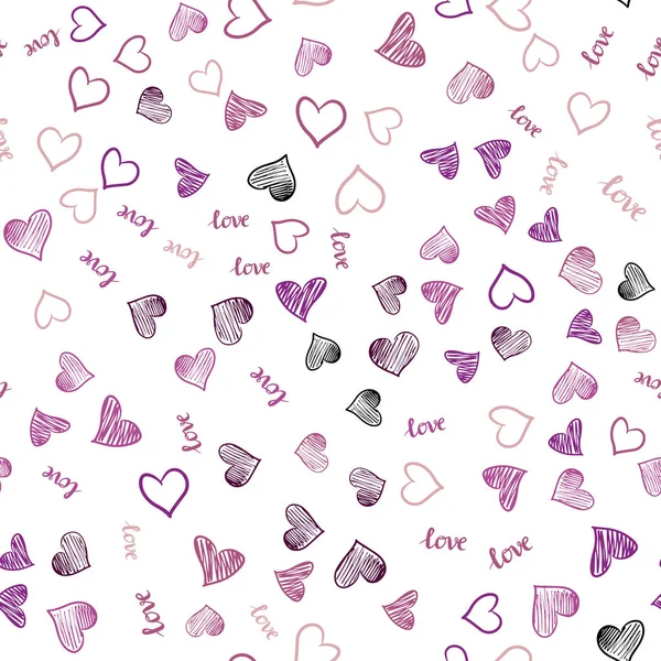 Light Pink Vector Seamless Pattern Phrase Love You Hearts Design — Stock Vector