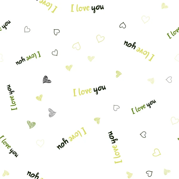 Light Green Yellow Vector Seamless Pattern Colorful Hearts Beautiful Colored — Stock Vector