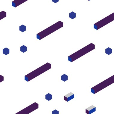 Koyu pembe, mavi kare tarzı kesintisiz, izometrik desen vektör. İllüstrasyon renkli dikdörtgenler dizi. Desen için modaya uygun Kumaş, duvar kağıtları.