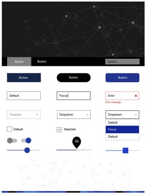Hafif mavi vektör tel kafes kiti kristalleri, daireler ile. Renkli UI/ux kiti ile üçgenler, üstbilgi çevrelerde. Sen-ebilmek kullanma için açılış sayfaları bu şablonu.