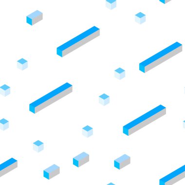 Hafif mavi vektör doku dikdörtgen tarzı kesintisiz, izometrik. Modern Soyut illüstrasyon renkli dikdörtgenler ile. Desen tasarım kumaş, duvar kağıtları.