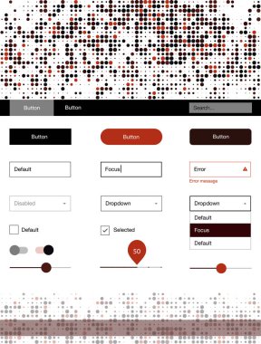 Koyu kırmızı vektör küreler web UI kiti. Renkli UI/ux kiti ile üstbilgi küreler oluşuyordu. Sen-ebilmek kullanma için açılış sayfaları bu şablonu.