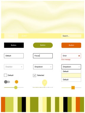 Işık kırmızı, sarı vektör malzeme tasarım kiti sıvı şekillerle. Gradyan memphis tarzı ile zarif parlak illüstrasyon. Bu web siteleri için kullanabileceğiniz şablon.