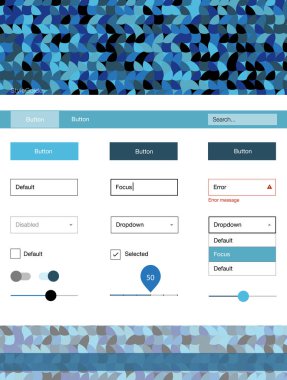 Açık mavi noktalar ile malzeme tasarım kiti vektör. Başlığını renkli gradyan daireler modern stil kılavuzu. Sen-ebilmek kullanma için açılış sayfaları bu şablonu.