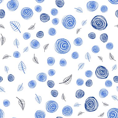 Koyu mavi vektör yaprak ve çiçek ile seamless zarif modeli. Bulanık stil yaprakları, çiçekleri ile yaratıcı çizimde. Desen tasarım kumaş, duvar kağıtları.