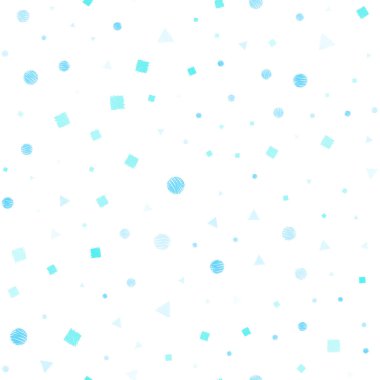 Açık mavi, daireler, çizgiler, dikdörtgenler sorunsuz düzeniyle vektör yeşil. Soyut illüstrasyon renkli noktalar, çizgiler, küpleri ile. Desen için modaya uygun Kumaş, duvar kağıtları.