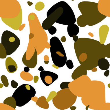 Koyu yeşil, sarı disklerle sorunsuz doku vektör. Kabarcıkları ile soyut tarzda bulanık dekoratif tasarım. Desen için modaya uygun Kumaş, duvar kağıtları.