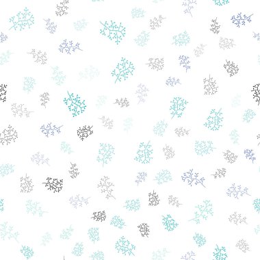 Açık mavi, yeşil vektör sorunsuz doodle doku yapraklar, dallar. Renkli resimde doodle tarzı yapraklar, dallar ile. Duvar kağıdı, kumaş üreticileri için modaya uygun bir tasarım.