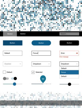 Açık mavi, vektör stil rehberi daireler ile yeşil. Basit malzeme tasarım kiti üstbilgisindeki renkli noktalar ile. Bu örnek açılış sayfanız için mu.