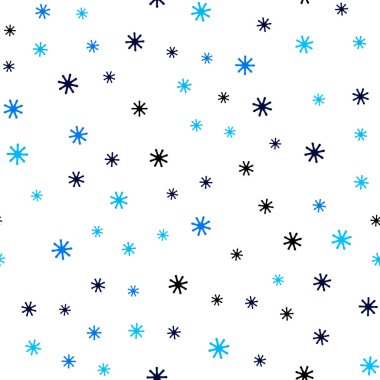 Açık mavi, kırmızı vektör xmas kar taneleri ile sorunsuz arka plan. Kar Noel tarzı ile parlayan renkli resimde. Doku pencere panjur, perdeler için.