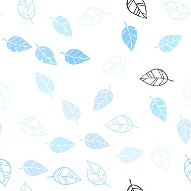 Hafif mavi vektör yaprak ile Dikişsiz soyut desen. Belirsiz bir soyut illüstrasyon yaprakları karalamalar tarzı ile. Kartvizit, Web siteleri için şablon.