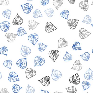 Açık mavi, yeşil yaprakları ile vektör sorunsuz zarif şablonu. Parlayan illüstrasyon karalama stilinde yaprakları ile renkli. Desen tasarım pencere panjur, perdeler.