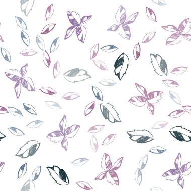 Açık mavi, kırmızı yaprakları ile sorunsuz soyut tasarım vektör. Yaprakları doodle tarzı ile renkli soyut resimde. Desen tasarım pencere panjur, perdeler.