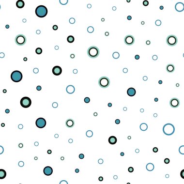 Açık mavi, yeşil daire şekillerle vektör sorunsuz düzeni. Kabarcıkları ile soyut tarzda bulanık dekoratif tasarım. Desen için modaya uygun Kumaş, duvar kağıtları.