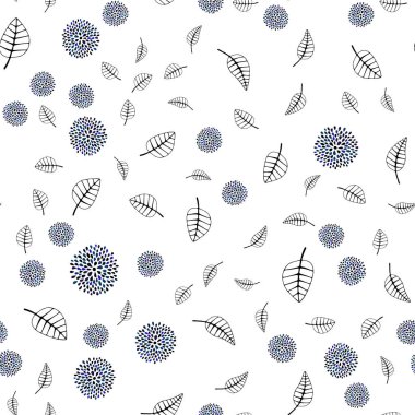 Koyu mavi yaprakları, çiçekleri ile sorunsuz soyut tasarım vektör. Yaprak ve çiçek ile zarif bir parlak örnek. Kartvizit, Web siteleri için şablon.