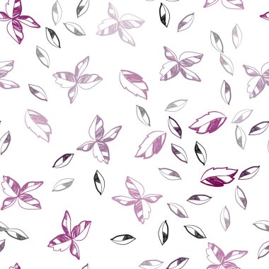 Koyu pembe vektör sorunsuz doodle desen yaprakları ile. Modern geometrik soyut illüstrasyon ile bırakır. Tekstil, kumaş, duvar kağıtları için tasarım.