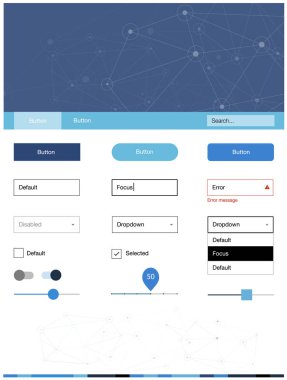 Hafif mavi vektör malzeme tasarım kiti çizgiler ile daireler. Web Kullanıcı arabirimi kiti ile soyut üçgenler, başlığını çevrelerde. Sen-ebilmek kullanma için açılış sayfaları bu şablonu.