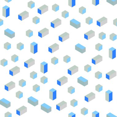 Açık mavi, sarı vektör kesintisiz, izometrik doku dikdörtgen tarzı. Dikdörtgenler ve kareler ile güzel illüstrasyon. Tasarım için duvar kağıdı, kumaş üreticileri.