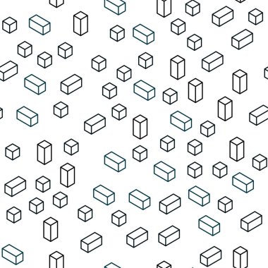 Koyu mavi, yeşil dikdörtgen tarzı kesintisiz, izometrik doku vektör. Modern Soyut illüstrasyon renkli dikdörtgenler ile. Tasarım için duvar kağıdı, kumaş üreticileri.