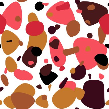 Koyu kırmızı, sarı daireler ile sorunsuz şablon vektör. Soyut illüstrasyon renkli baloncuklar doğa tarzı ile. Doku pencere panjur, perdeler için.