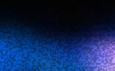 Çizgileri ve üçgenleri olan koyu mavi vektör düzeni. Renkli üçgenli modern soyut illüstrasyon. Reklamlar için desen.