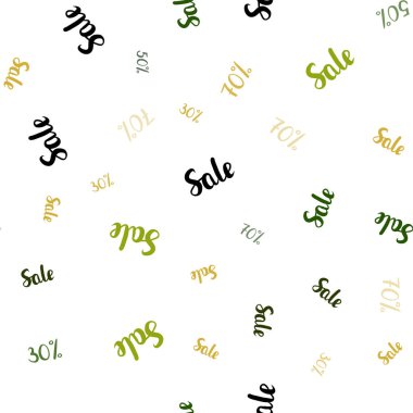 Koyu yeşil, kırmızı vektör 30, sembolleri ile sorunsuz kapak 50, % 70 satış. Degrade illüstrasyon indirimli beyaz zemin üzerinde imzalar. Reklamlar için zemin broşürler siyah Cuma.