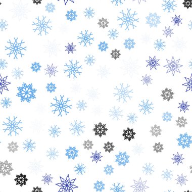Hafif mavi vektör renkli kar taneleri ile sorunsuz doku. Bulanık dekoratif tasarım kar ile xmas tarzında. Tekstil, kumaş, duvar kağıtları için tasarım.